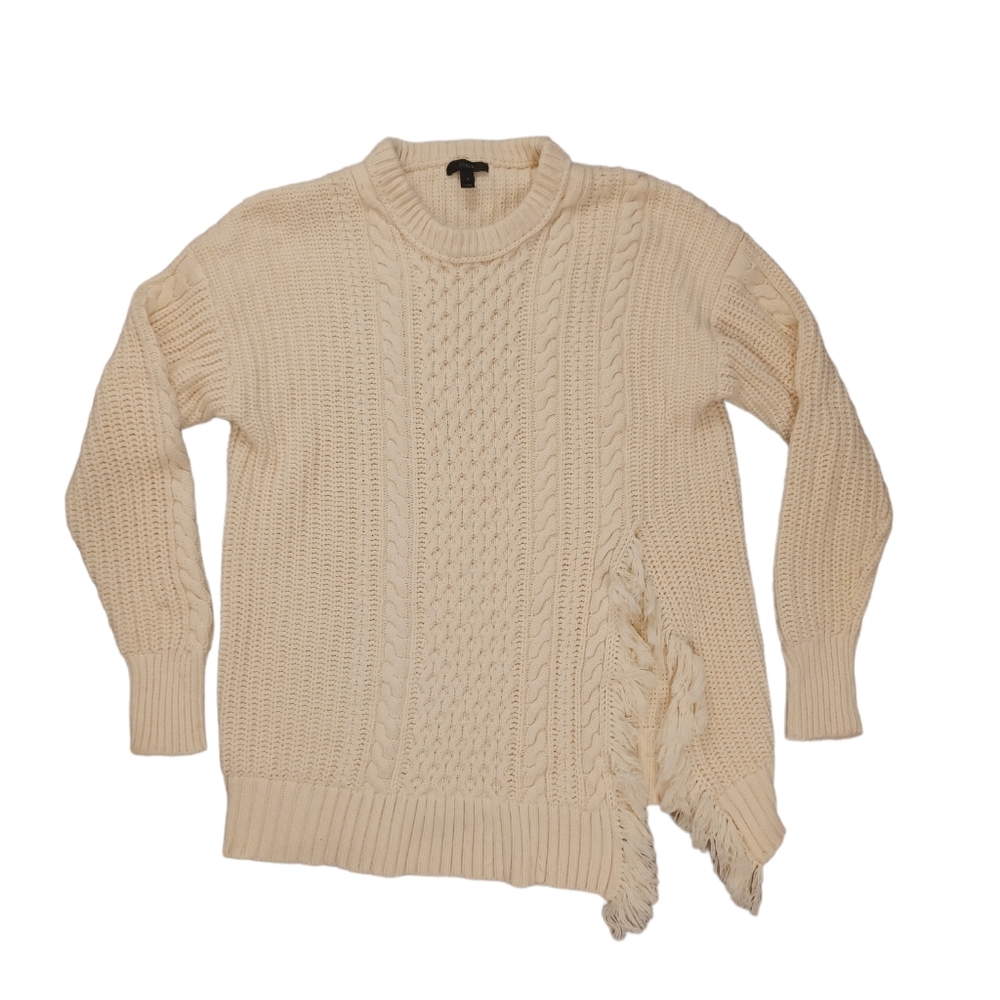 J Crew Cable knit Fringe Sweater